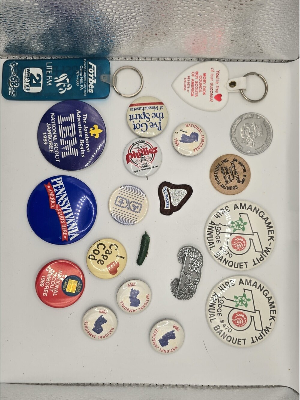 20 Lot Vintage 1989 National Scout Jamboree Button Lot BSA OA Lodge 470 Keychain